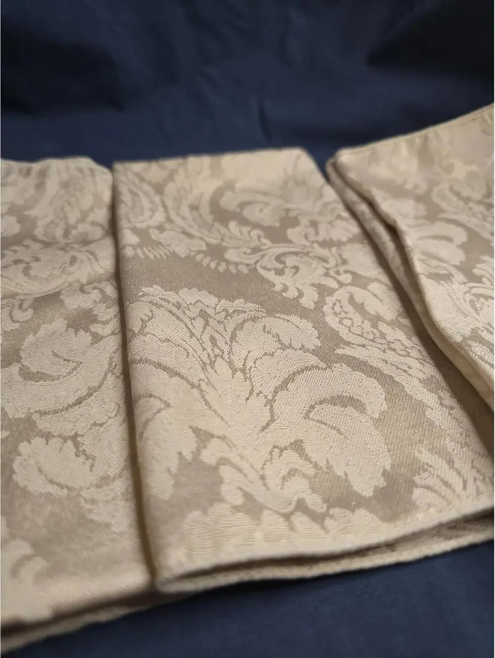 Elegant Cream Damask Placemats and Napkin Set for 4
